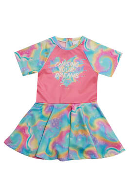 Neopy - UV Protected Short Sleeve Dress Swimsuit for Girls 5228 Pink (1) Neopy - UV Protected Short Sleeve Dress Swimsuit for Girls 5228 Pink (1)