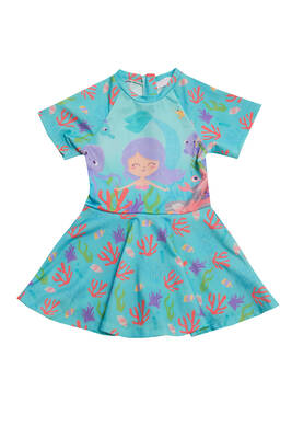 Neopy - UV Protected Short Sleeve Dress Swimsuit for Girls 5229 Mint