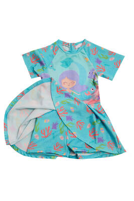 Neopy - UV Protected Short Sleeve Dress Swimsuit for Girls 5229 Mint (1)