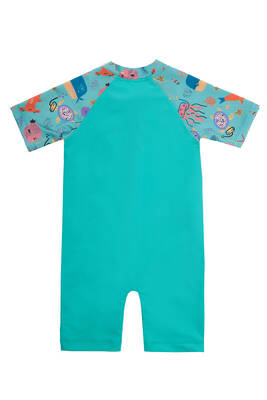 Adasea - UV Protected Short Sleeve Romper Swimsuit For Kids 1910 Mint (1) Adasea - UV Protected Short Sleeve Romper Swimsuit For Kids 1910 Mint (1)