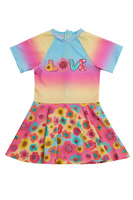 Neopy - UV Protected Short Sleeve Skirted Swimsuit for Girls 5225 Lilac (1) Neopy - UV Protected Short Sleeve Skirted Swimsuit for Girls 5225 Lilac (1)