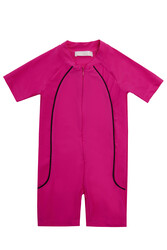 Adasea - UV Protected Short Sleeve Swimsuit Romper Kids Swimsuit Clous 5155 Fuchsia