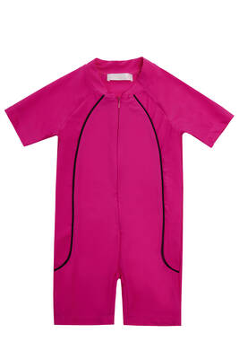 Adasea - UV Protected Short Sleeve Swimsuit Romper Kids Swimsuit Clous 5155 Fuchsia Adasea - UV Protected Short Sleeve Swimsuit Romper Kids Swimsuit Clous 5155 Fuchsia