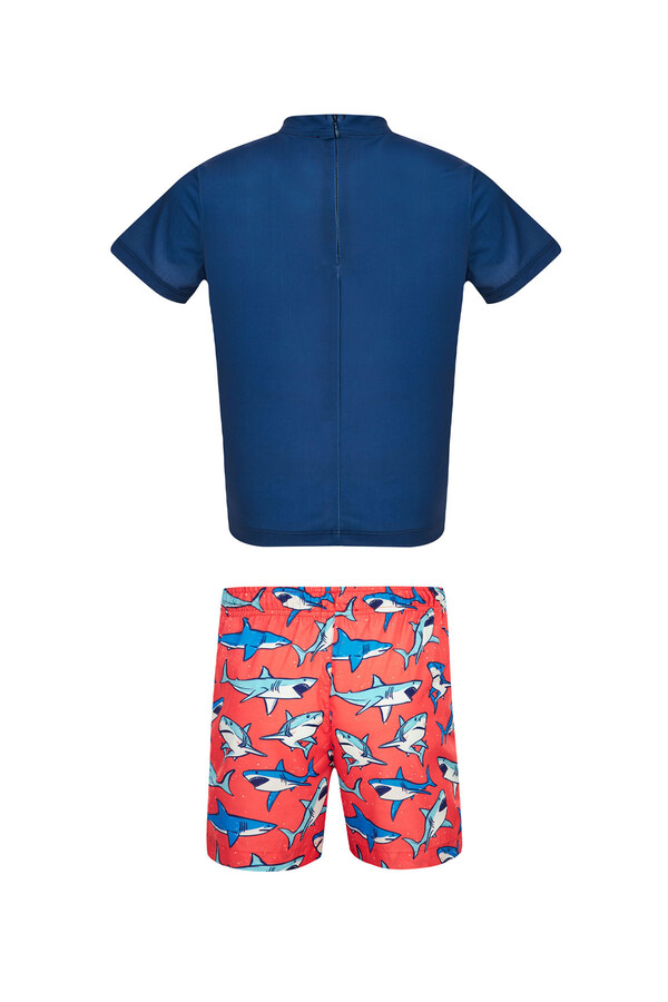 UV Protected Shorts T-shirt Children's Pool Beach Swimwear Thomas 5597 Dark Navy - Thumbnail