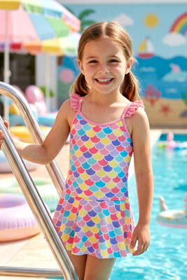 Neopy - UV Protected Strappy Dress Swimsuit for Girls 5223 Yellow