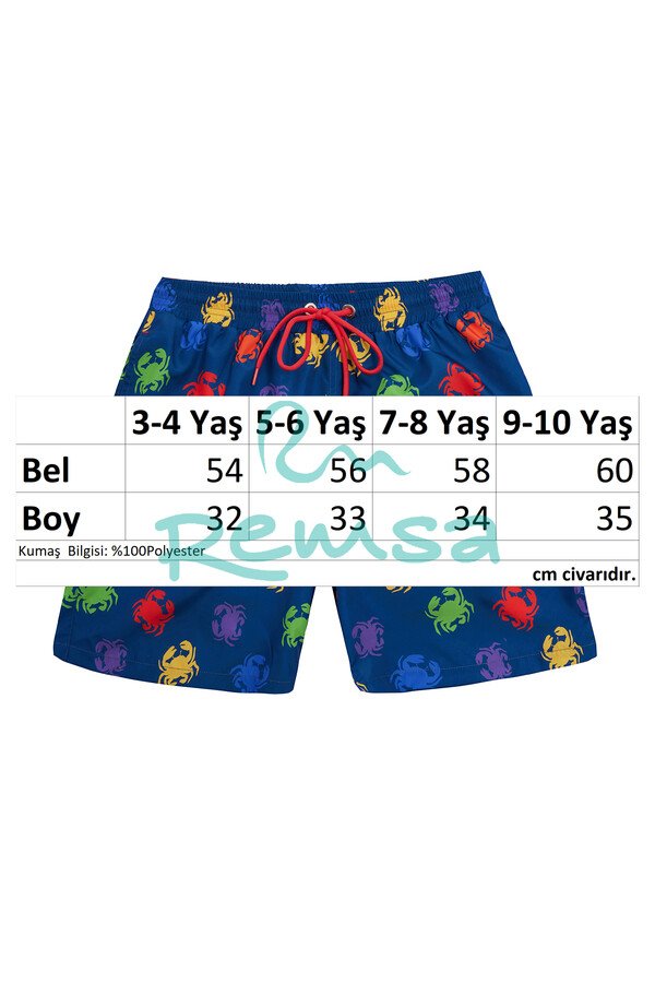 UV Protection Boys Swim Trunks 5251 Crab Navy - Thumbnail