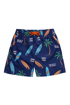 Neopy - UV Protection Boys Swim Trunks 5252 Palm Print Navy