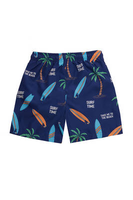 Neopy - UV Protection Boys Swim Trunks 5252 Palm Print Navy (1)