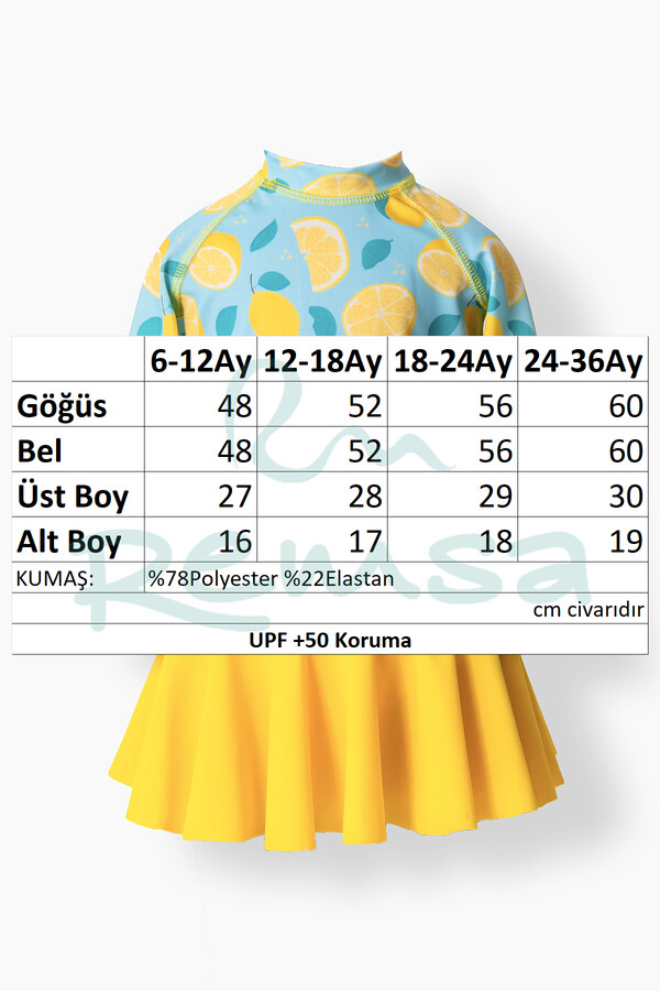 UV Protection Long Sleeve Floral Print Swim Set for Girls in Yellow - Thumbnail