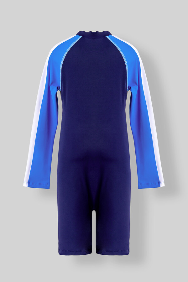 UV Protection Long Sleeve Kids Swimsuit in Navy Blue 5276 - Thumbnail