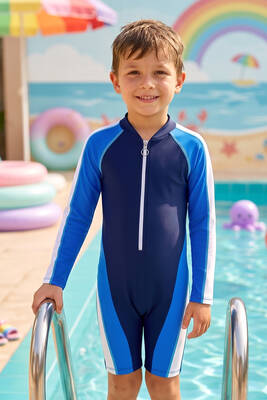 Neopy - UV Protection Long Sleeve Kids Swimsuit in Navy Blue 5276