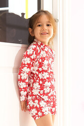 Remsa - UV Protection Long Sleeve Swim Short Set for Kids C94 Red