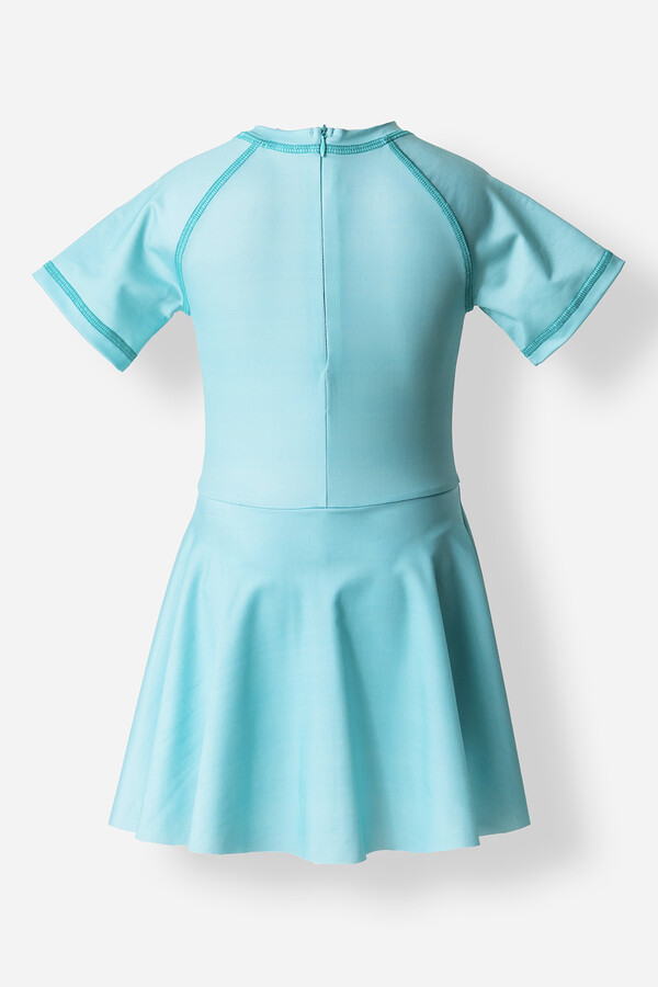 UV Protection Short Sleeve Skirted Swimsuit for Girls in Mint - Thumbnail