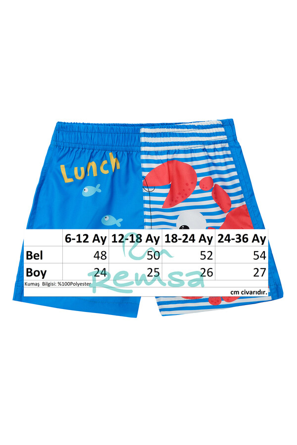 UV Protective Boy Swim Short with Crab Print 5120 Blue02 - Thumbnail