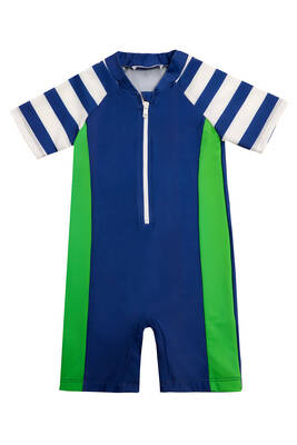 Neopy - UV Protective Short Sleeve Swimwear Set for Kids in Navy with Green Accents 5234