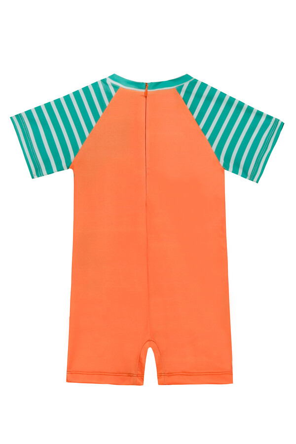 UV Protective Short Sleeve Swimwear Set for Kids in Orange - Thumbnail