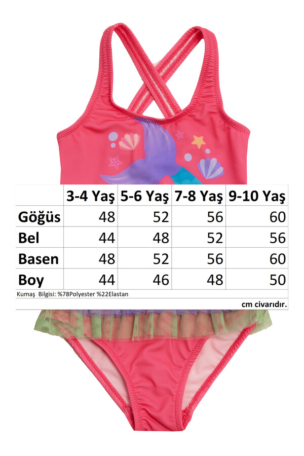 UV Protective Strappy Dress Swimwear for Girls - Thumbnail