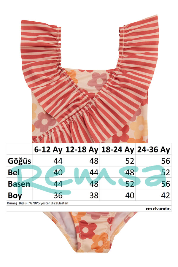 UV Protective Strappy Swimwear for Girls in Cream - Thumbnail