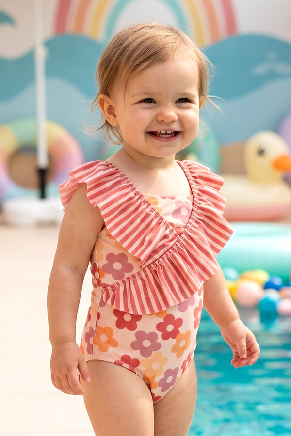Neopy - UV Protective Strappy Swimwear for Girls in Cream