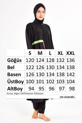 Uzun Tam Boy Spor Likra Tam Kapalı Tesettür Mayo 1228 Siyah · 5