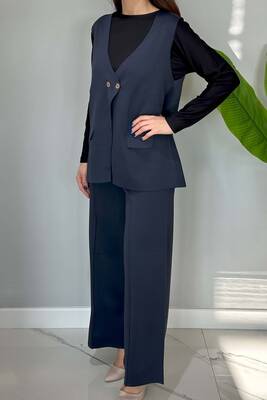 Remsa - Vest Trousers Knitwear Suit 35187 Navy Blue (1)