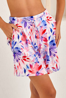 Lapieno - Vibrant Floral Print UV Protection Swim Short Set (1)