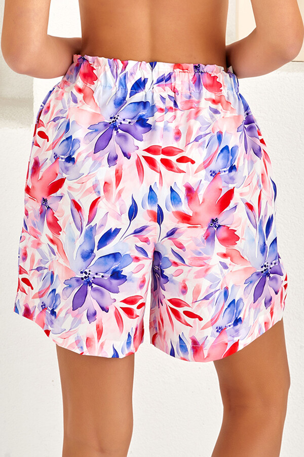 Vibrant Floral Print UV Protection Swim Short Set - Thumbnail