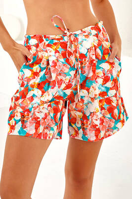 Lapieno - Vibrant Floral Print Women's Beach Swim Short Set (1)