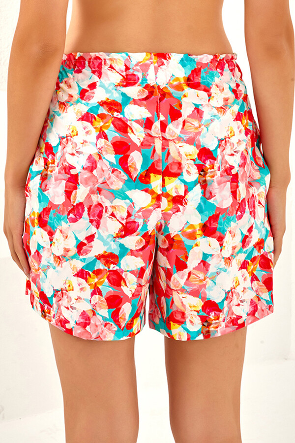 Vibrant Floral Print Women's Beach Swim Short Set - Thumbnail