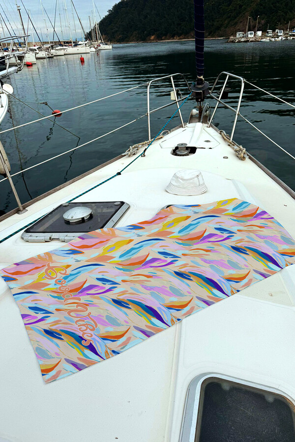 Vibrant Patterned Beach Towel in Orange | Remsa Mayo - Thumbnail