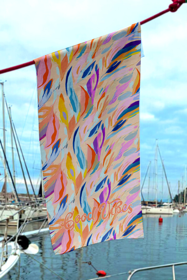 Vibrant Patterned Beach Towel in Orange | Remsa Mayo - Thumbnail