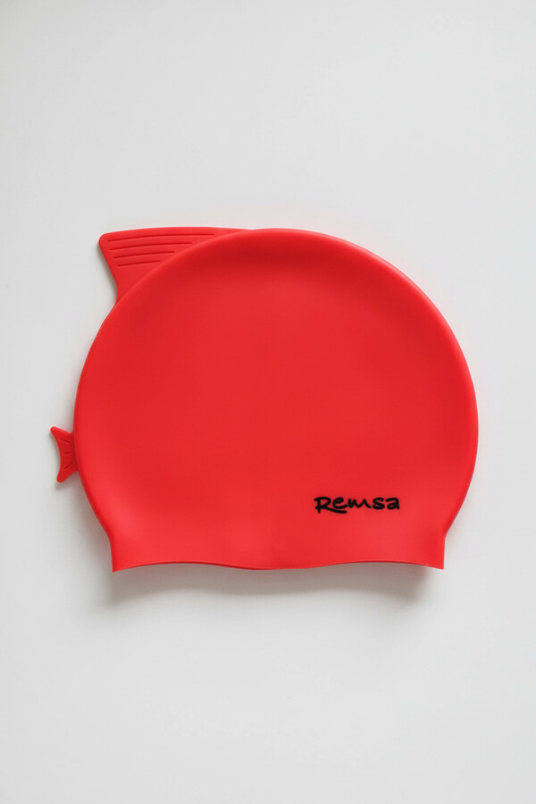 Vibrant Red Silicone Swim Cap for Children - Thumbnail