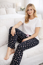 Remsa - Viscose Knit Single Pajama Bottoms in Black