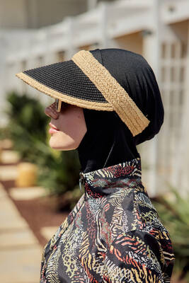 Remsa - Vizör Hasır Şapka Güneş Koruyucu Siperlik RŞ-2105 Siyah Bej