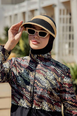 Remsa - Vizör Hasır Şapka Güneş Koruyucu Siperlik RŞ-2105 Siyah Bej (1)