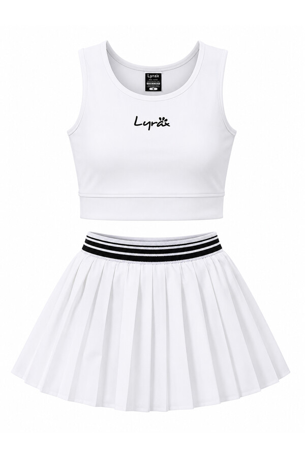 Haliç Mayo - White Swimsuit with Sleeveless Top and Skirted Bottom (1)