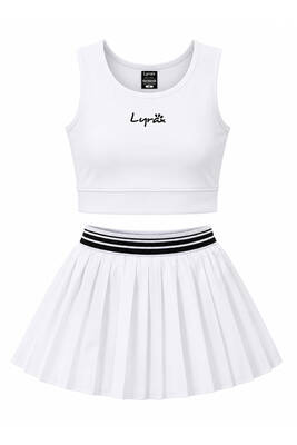 Haliç Mayo - White Swimsuit with Sleeveless Top and Skirted Bottom (1)