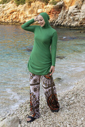 Remsa Mayo - Wide-Leg Lycra Full-Coverage Modest Swimsuit 900-304 Green