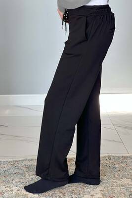 Remsa - Wide Leg Women's Sweatpants with Elastic Waist Trouser Look 8015 Black (1)