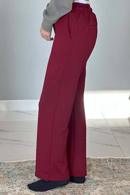 Remsa - Wide Leg Women's Sweatpants with Elastic Waist Trouser Look 8015 Claret Red (1) Remsa - Wide Leg Women's Sweatpants with Elastic Waist Trouser Look 8015 Claret Red (1)