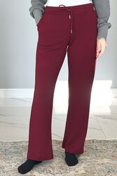 Remsa - Wide Leg Women's Sweatpants with Elastic Waist Trouser Look 8015 Claret Red