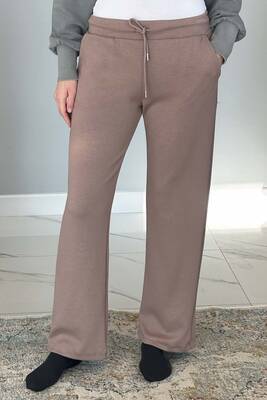  - Wide Leg Women's Sweatpants with Elastic Waist Trouser Look 8015 Mink