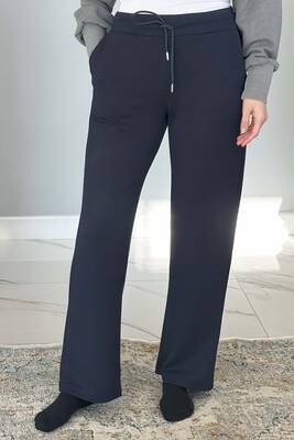 Remsa - Wide Leg Women's Sweatpants with Elastic Waist Trouser Look 8015 Navy Blue Remsa - Wide Leg Women's Sweatpants with Elastic Waist Trouser Look 8015 Navy Blue