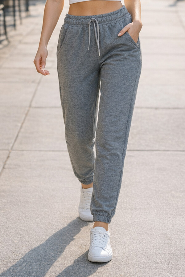 Women's Elastic Waist 2 Pocket Jogger Bottoms - Thumbnail