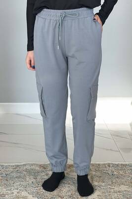 Remsa - Women's Elastic Waist and Leg Cargo Pocket Sweatpants 7057 Ice Blue