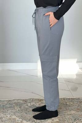 Remsa - Women's Elastic Waist and Leg Cargo Pocket Sweatpants 7057 Ice Blue (1)