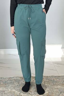 Remsa - Women's Elastic Waist and Leg Cargo Pocket Sweatpants 7057 Mint