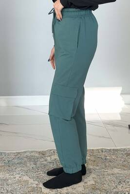 Remsa - Women's Elastic Waist and Leg Cargo Pocket Sweatpants 7057 Mint (1)