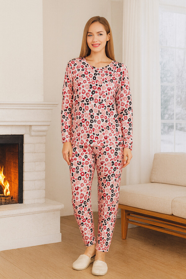 Women's Floral Comfort Pajama Set 0498 Rose Flower - Thumbnail