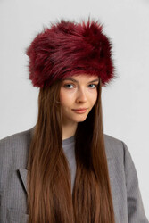Remsa - Women's Fur-Lined Bucket Hat RKŞ-13 Burgundy